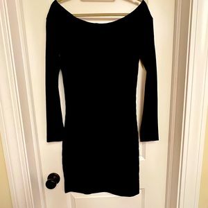 French connection fitted black boat neck long sleeve cocktail dress. Size 8